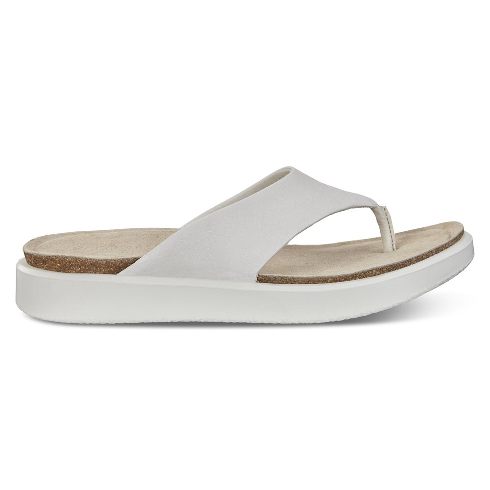 ECCO Womens Sandals White - Corksphere Thong - MYD-870163